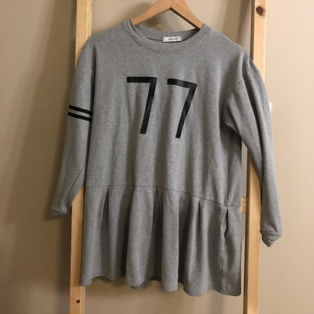 Long sleeve t shirt Cotton dress with number print